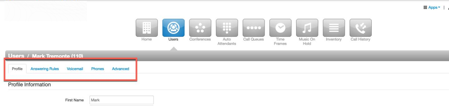 PrimeCall screenshot: managing users - edit-user