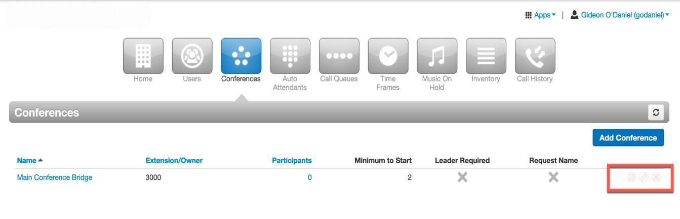 PrimeCall screenshot: conference bridges - create