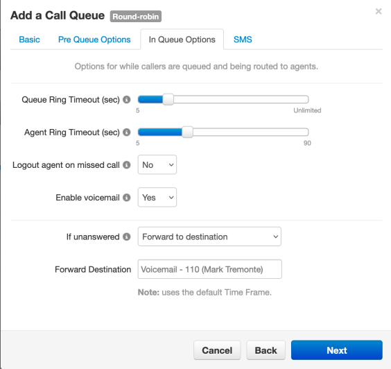 PrimeCall screenshot: call queues - in-queue