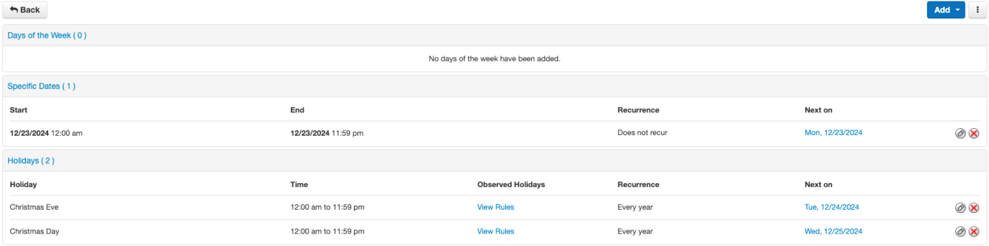 PrimeCall screenshot: time frames - create