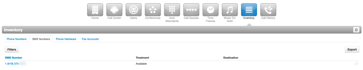 PrimeCall screenshot: sms - queues