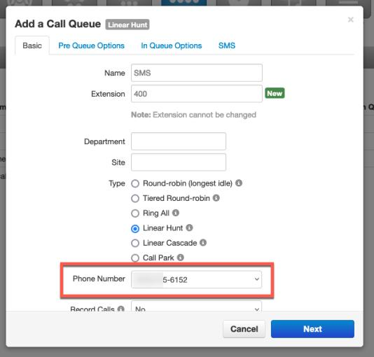 PrimeCall screenshot: sms - queues