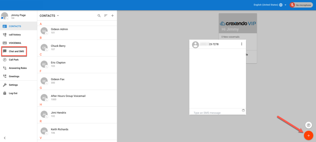 PrimeCall screenshot: sms - using