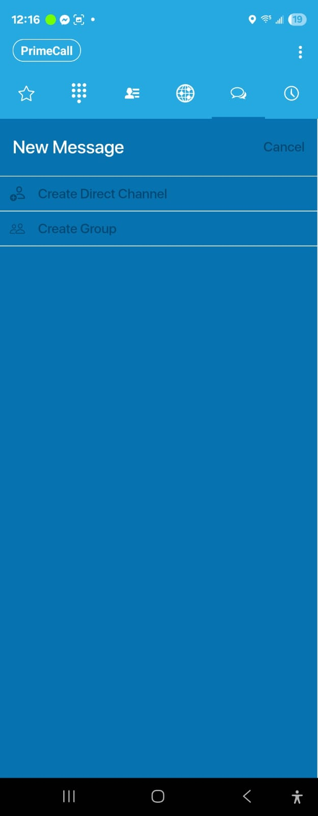 PrimeCall screenshot: sms - using
