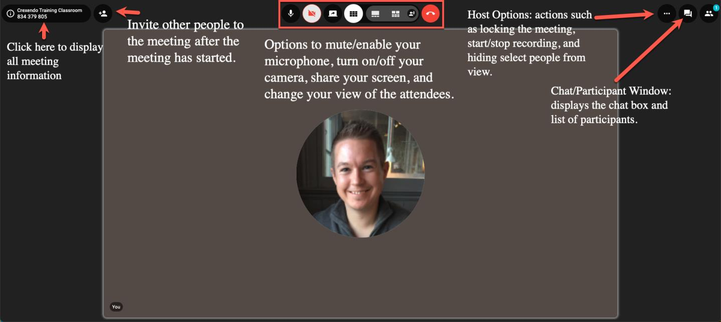 PrimeCall screenshot: meetings - rooms