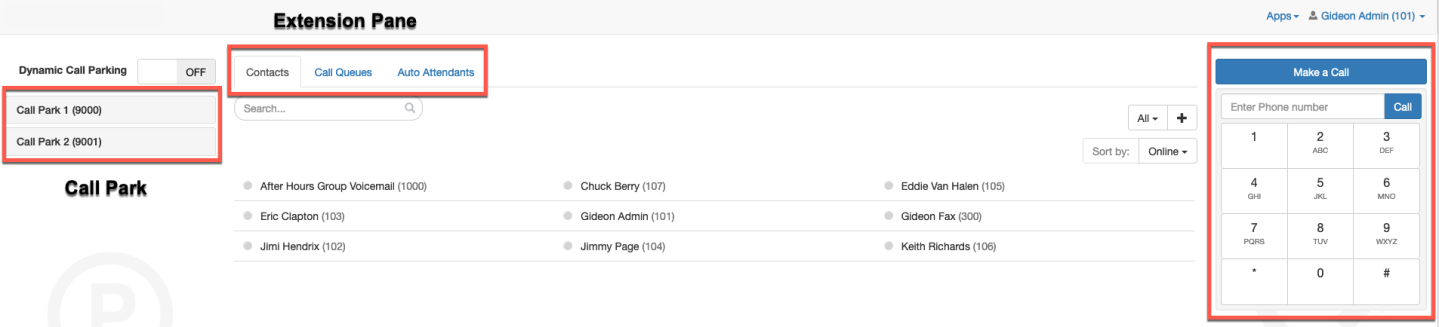 PrimeCall screenshot: attendant console - navigate