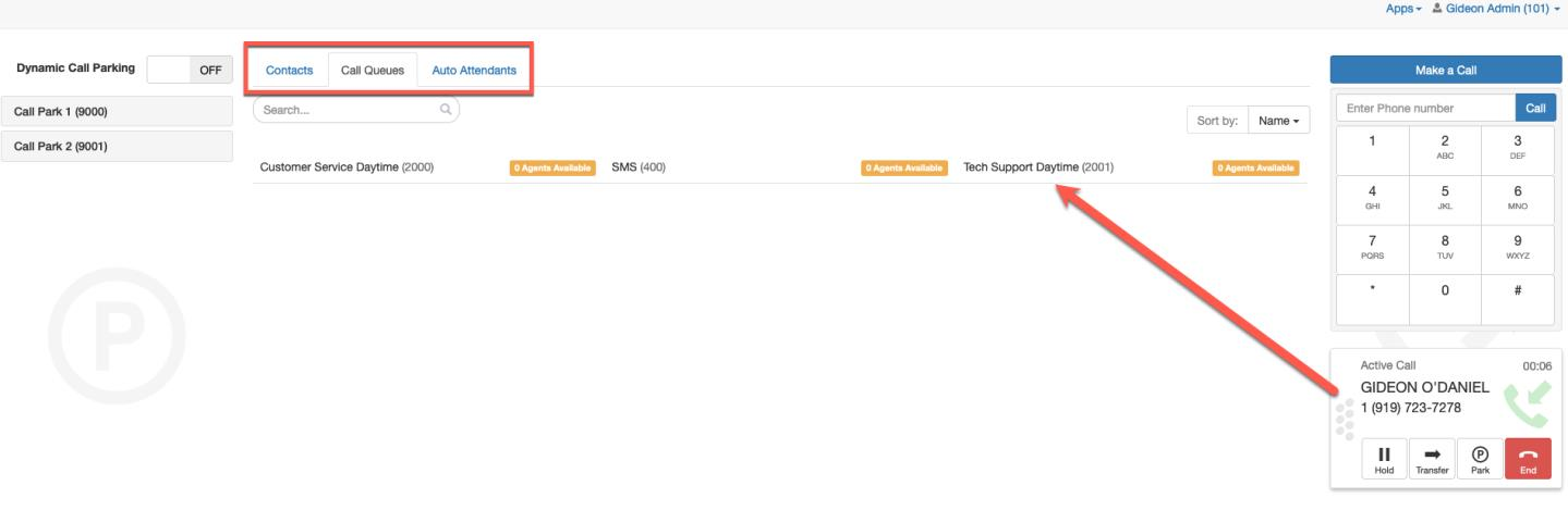 PrimeCall screenshot: attendant console - calls
