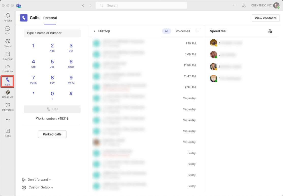 PrimeCall screenshot: teams integration - desktop