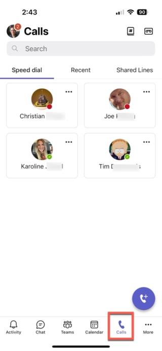 PrimeCall screenshot: teams integration - mobile