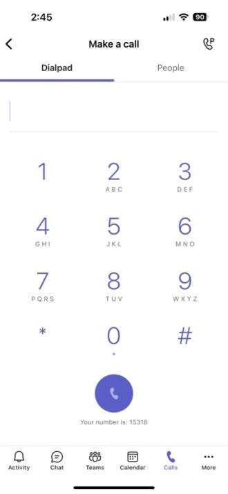 PrimeCall screenshot: teams integration - mobile