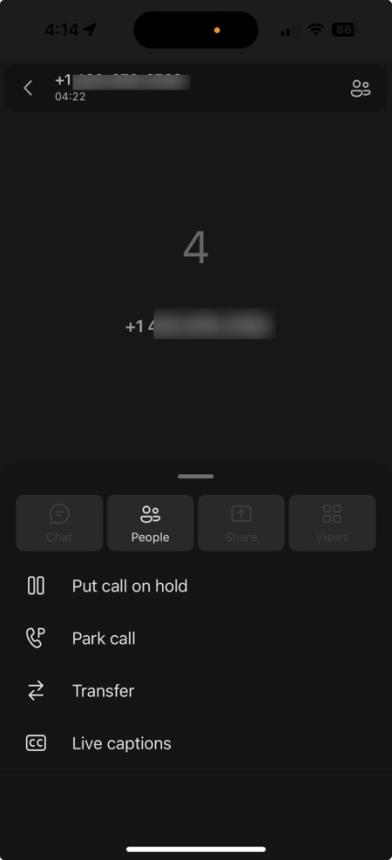 PrimeCall screenshot: teams integration - mobile
