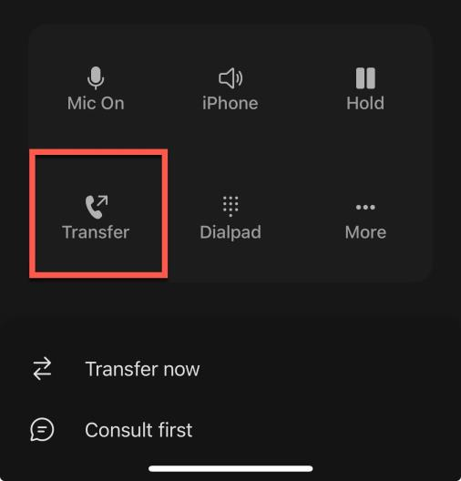 PrimeCall screenshot: teams integration - mobile