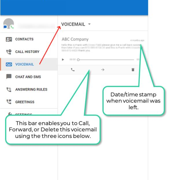 PrimeCall screenshot: voicemail - settings