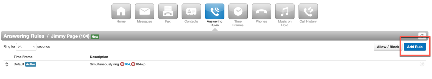 PrimeCall screenshot: portal for users - timeframes