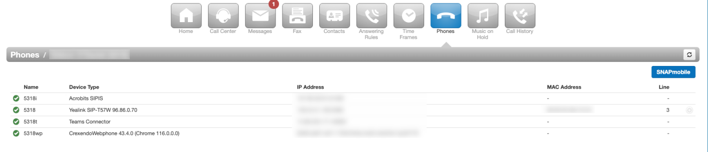PrimeCall screenshot: portal for users - rules