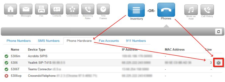 PrimeCall screenshot: button builder - access