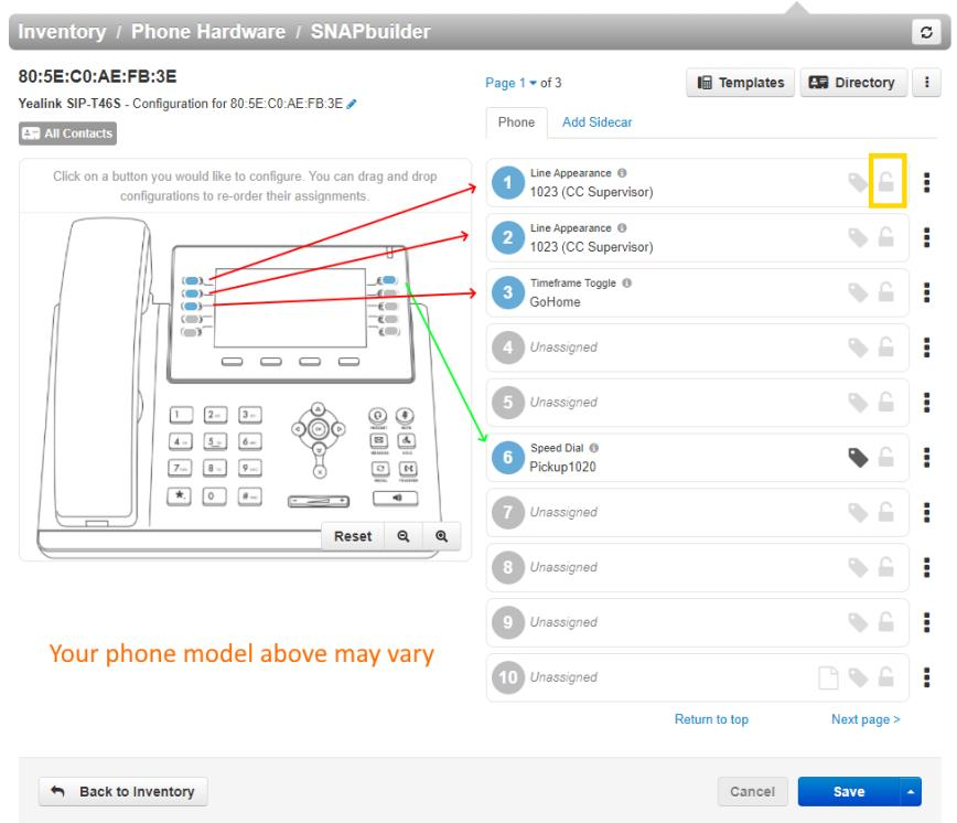 PrimeCall screenshot: button builder - inside