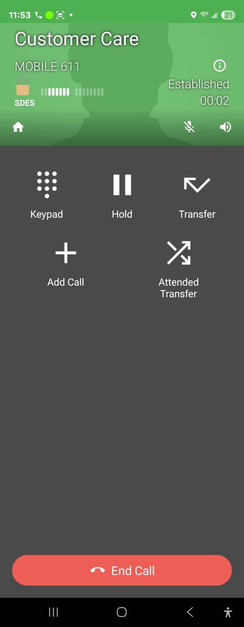 PrimeCall screenshot: mobile app - navigate