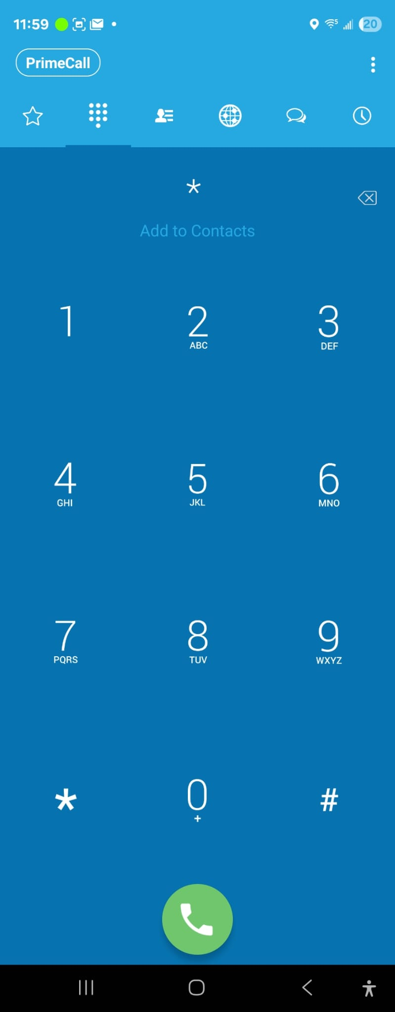 PrimeCall screenshot: mobile app - navigate