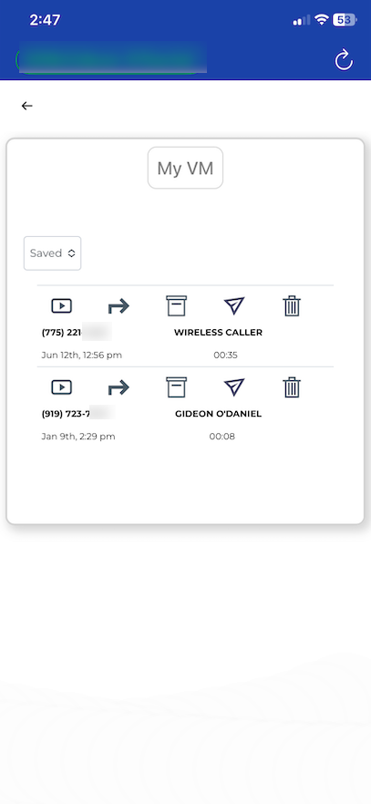PrimeCall screenshot: mobile app - vvm