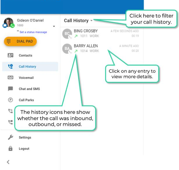 PrimeCall screenshot: web phone - areas