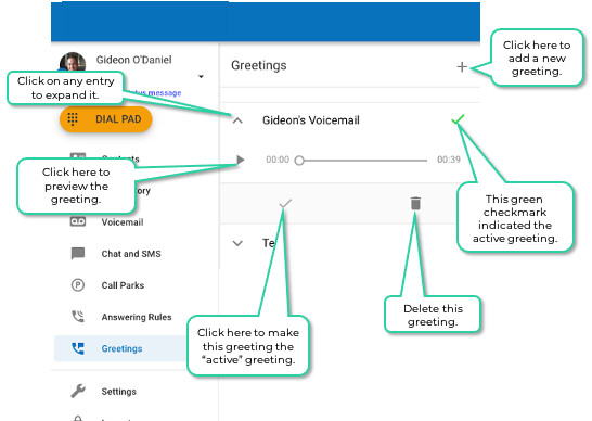 PrimeCall screenshot: web phone - areas